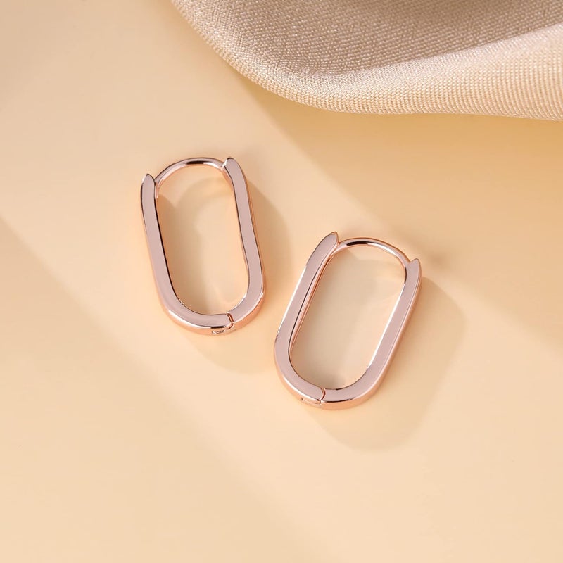 Reffeer 925 Sterling Silver U Hoop Earrings for Women Teens Minimalist Square Hoop Earrings U Huggie Earrings - Image 5